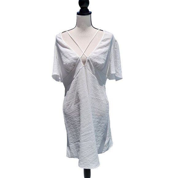 SHEIN Curve Size 1XL Criss Cross Front Short Sleeve Flared A Line Dress/Coverup - Picture 1 of 14
